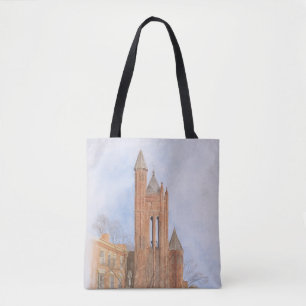 Gothic Church Watercolor Tote Bag