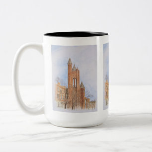 Gothic Church Watercolor Two-Tone Coffee Mug