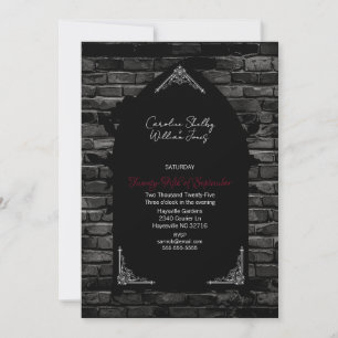 Gothic Church Window Red Rose Invitation