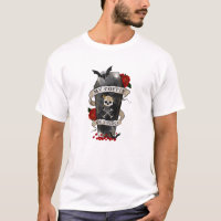 Gothic Coffin & Skull with Red Rose