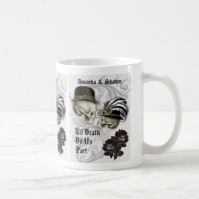 Gothic Couple in Love Skulls Custom Coffee Mug (Right)