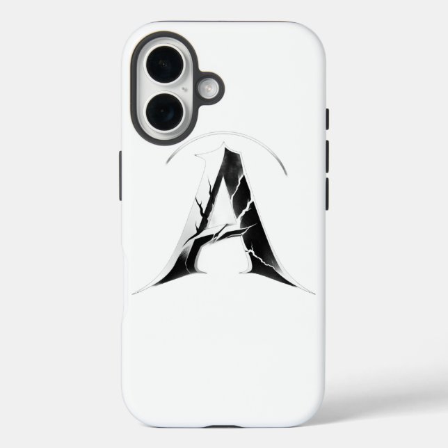 Gothic Cracked Initial A Phone Case - Dark Minimal (Back)