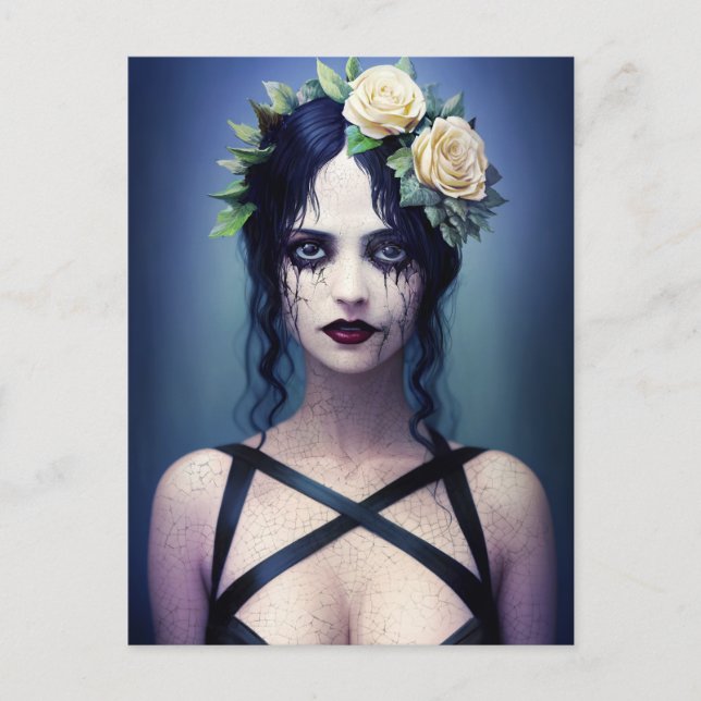Gothic Cracked Porcelain Beauty Postcard (Front)