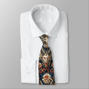 Gothic Cream and Navy Baroque Horned Demon Tie