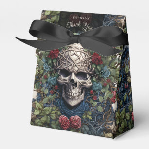 Gothic Cream and Red Skulls Roses Biker Wedding Favor Box