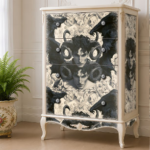 Gothic Cream Black Baroque Horned Fallen Angels Tissue Paper