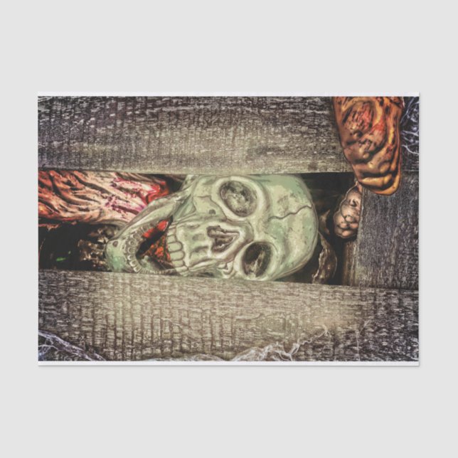 Gothic Creepy Green Skull Head Tissue Paper (Front)