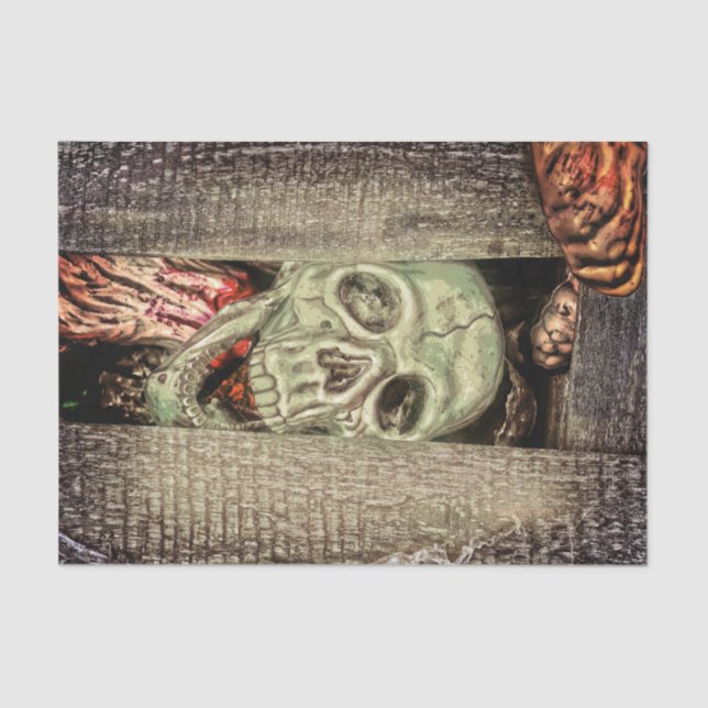 Gothic Creepy Green Skull Head Tissue Paper (Front)