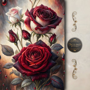 Gothic Crimson Rose Decoupage Tissue Paper