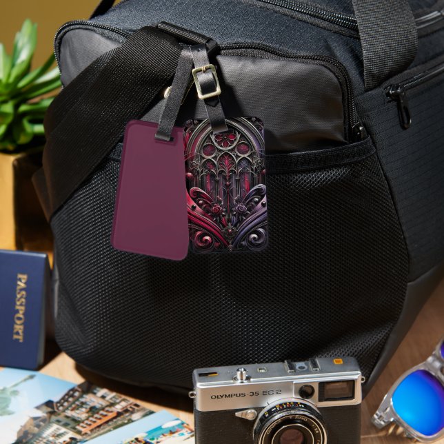 Gothic Crimson Rose Luggage Tag (Front & Back)