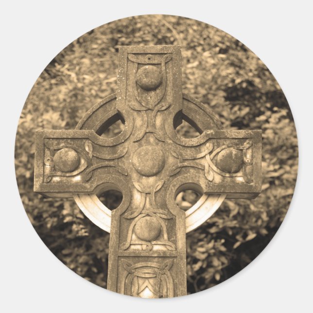 Gothic Cross Classic Round Sticker (Front)