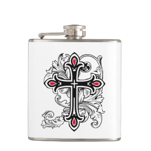 Gothic cross hip flask