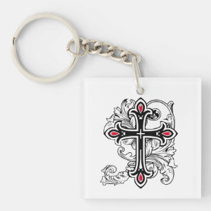 Gothic cross keychain