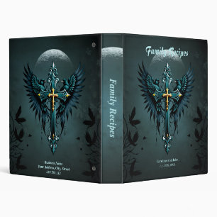 Gothic cross with decorative elements and birds. binder