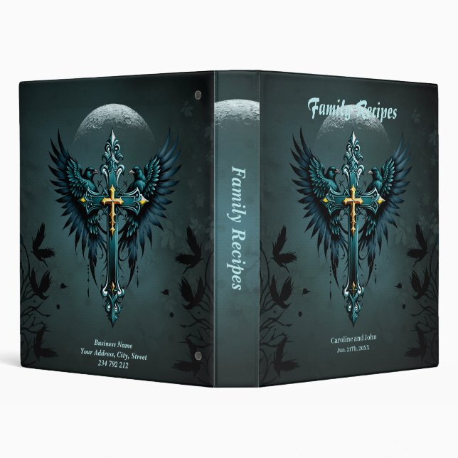 Gothic cross with decorative elements and birds. binder (Background)