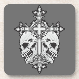 Gothic Cross with Skulls Coaster