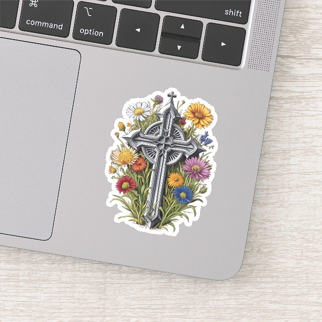 Gothic Cross with Wildflowers  (Detail)
