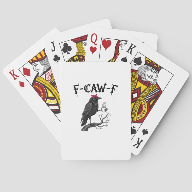 Gothic Crow F-Caw-F Bird Funny Halloween Raven Playing Cards (Back)