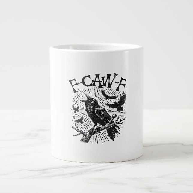 Gothic Crow F-Caw-F Humour Funny Essential Retro C Large Coffee Mug (Front)
