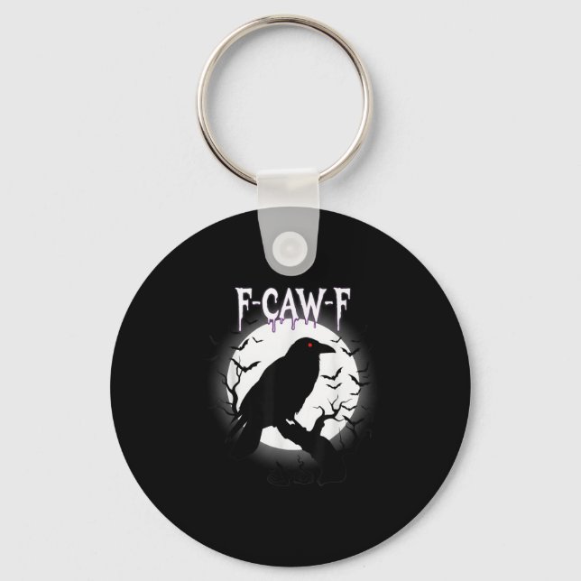 Gothic Crow F-caw-f Moon Halloween Tee  Keychain (Front)