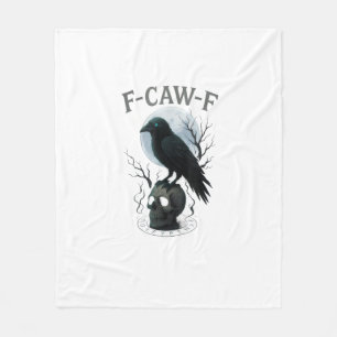 Gothic Crow F Caw F Raven Skull Halloween Graphic Fleece Blanket