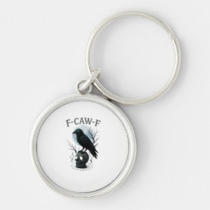 Gothic Crow F Caw F Raven Skull Halloween Graphic Keychain