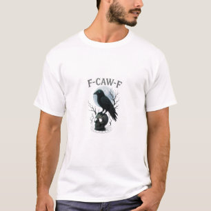 Gothic Crow F Caw F Raven Skull Halloween Graphic  T-Shirt