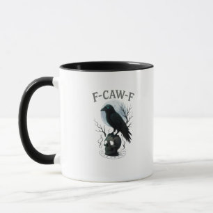 Gothic Crow F-Caw-F Raven Skull Moon Halloween Mug