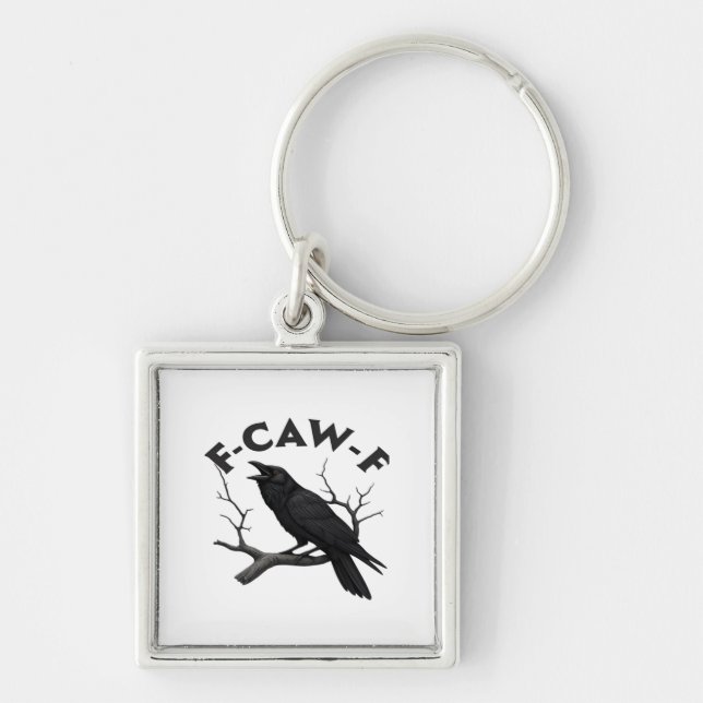 Gothic Crow Funny F-Caw-F Humour Essential Creativ Keychain (Front)