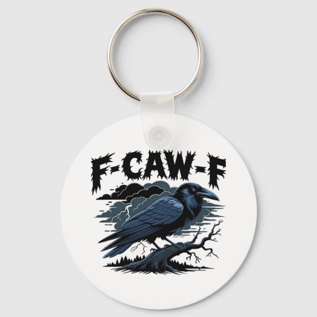 Gothic Crow Funny Humour F-Caw-F Essential Minimal Keychain (Front)