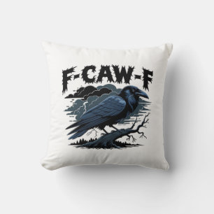 Gothic Crow Funny Humour F-Caw-F Essential Minimal Throw Pillow