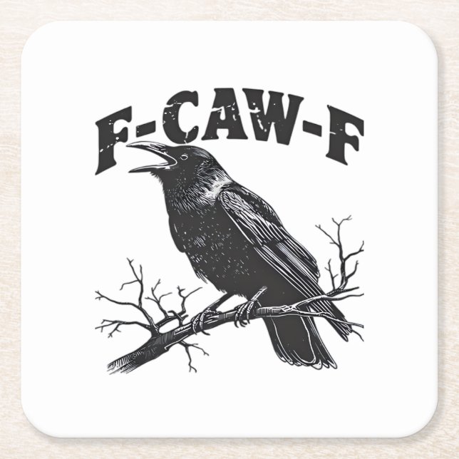 Gothic Crow Humor F-Caw-F Funny Essential Square Paper Coaster (Front)