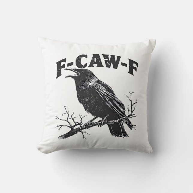 Gothic Crow Humor F-Caw-F Funny Essential Throw Pillow (Front)