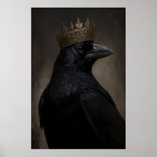 Gothic Crow King Vintage Poster, Art Poster Print