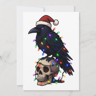 Gothic Crow Santa Hat Christmas Lights Dark Save The Date
