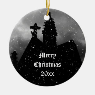 Gothic crypt Christmas ornament to personalize