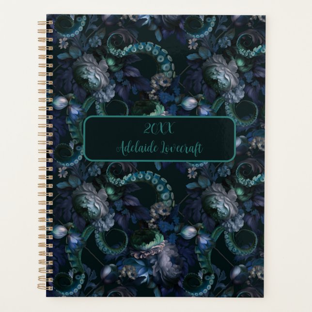 Gothic Cthulhu Turquoise Tentacle  Personalized Planner (Front)