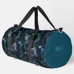 Gothic Cthulhu Turquoise Tentacle With Flowers Duffle Bag