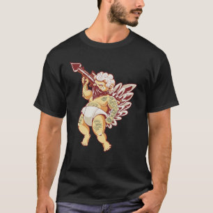 Gothic Cupid With Gun Tattoo Tattooed Cupid Valent T-Shirt