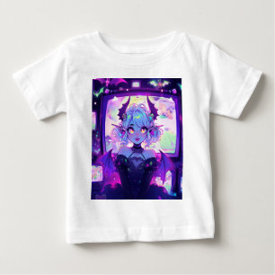 Gothic Cyberpunk Demon Fantasy Anime Girl Baby T-Shirt
