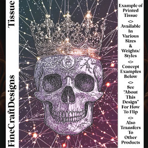 Gothic Cyberpunk Skull & Gold Crown U2M Decoupage Tissue Paper