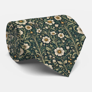 Gothic Daisies Vintage Romantic Floral Design Tie