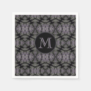 Gothic Damask Lavender Sage Fern Pattern Monogram Napkin