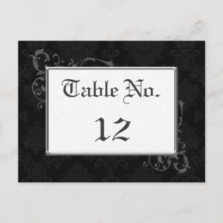 Gothic Damask Table Number in Black & White Postcard
