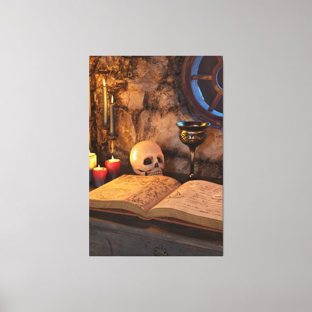 Gothic Dark Academia Candlelit Study Art Canvas Print (Front)