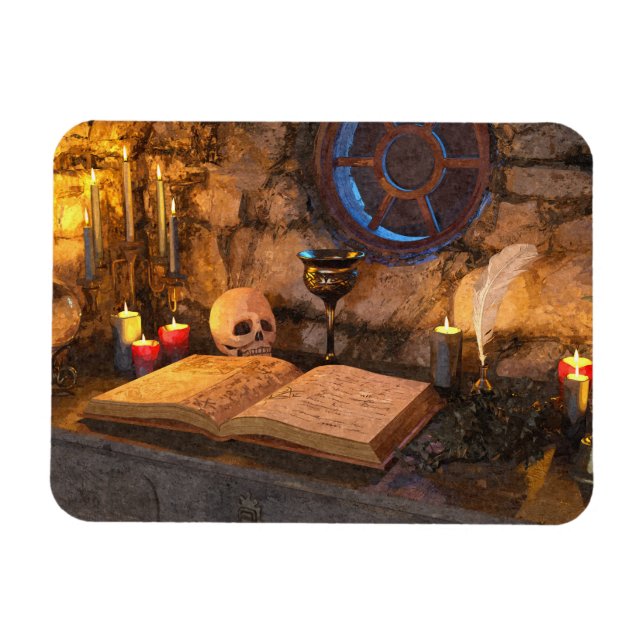 Gothic Dark Academia Candlelit Study Art Magnet (Horizontal)