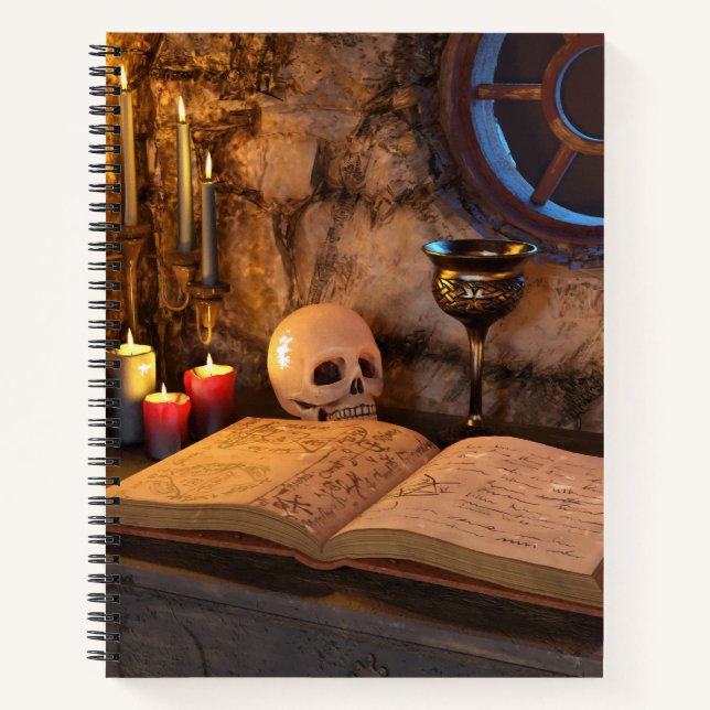 Gothic Dark Academia Candlelit Study Art Notebook (Front)