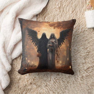 Gothic Dark Angel Couple Throw Pillow