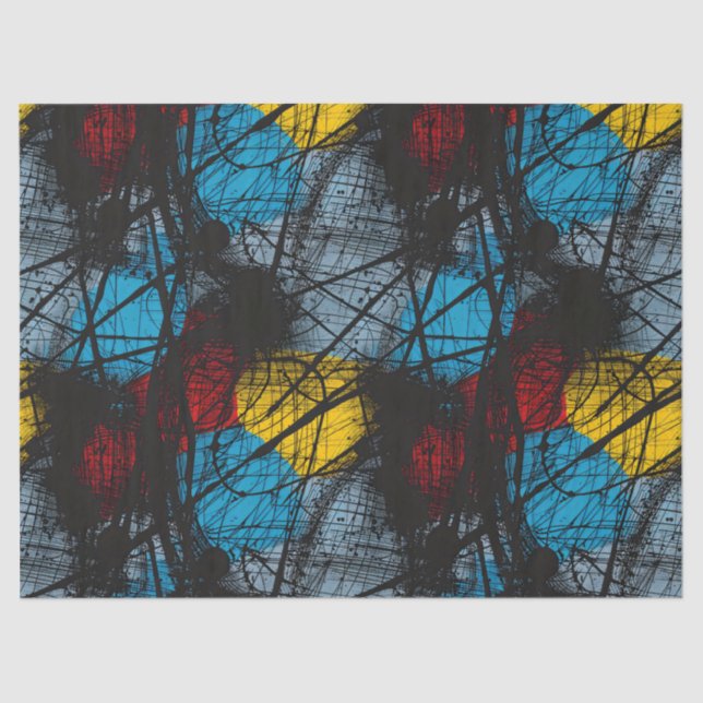 Gothic Dark Blue Black Red Yellow  Tissue Paper (Front)