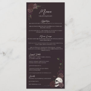 Gothic Dark Burgundy Floral Wedding Menu